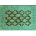thumbnail image 1 of Ahgly Company Machine Washable Indoor Rectangle Oriental Turquoise Blue Industrial Area Rugs, 5' x 8', 1 of 4