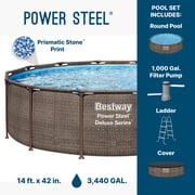 Bestway Power Steel Above Ground Pool - Pump Ladder and Cover - 14 ft x 42 in Brown