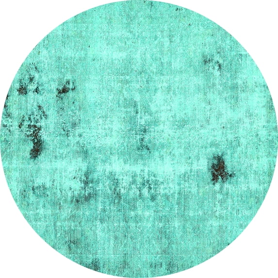 Ahgly Company Indoor Round Solid Turquoise Blue Modern Area Rugs, 4' Round