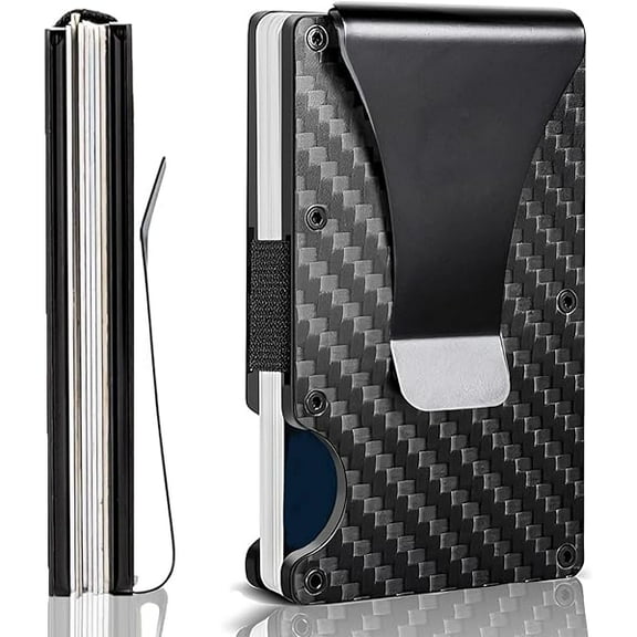 ZCMinimalist Wallet with RFID Blocking for Men,Slim Credit Card Holder with Aluminum Money Clip Wallet for Men and Women,Metal Wallets for Mens Front Pocket as Gifts (Carbon fiber)