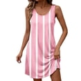 thumbnail image 5 of PNTUTB Dress for Women Short Dress Fashionable Vertical Stripes Versatile Flattering Casual Loose Comfortable Round Neck Sleeveless Short Dress, 5 of 6