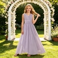 thumbnail image 2 of Bobifish Toddler Girls Formal Dress V Neck Sleeveless Pleated Floor-Length Evening Party Gown Children Girls Flowy Dresss, 2 of 9