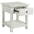 thumbnail image 3 of Ayne Side End Table, 1 Drawer, Distressed White Wood, Square 20 Inch, 3 of 5