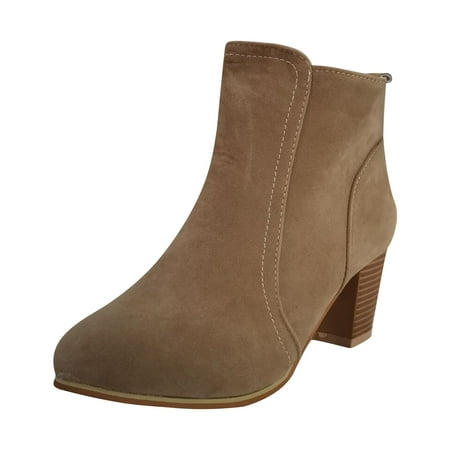 

Boots for Women Fashion Women Square Heel Buckle Strap Solid Color Mid Boot Keep Warm Snow Boots