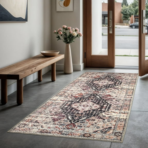 GLN Rugs Oltu - Indoor, Machine Washable Area Rug 2'6"x9'8" Turkish Terra Home Carpet, All Ages