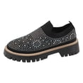 thumbnail image 5 of Rokment Women's Glitter Rhinestones Platform Walking Shoes Comfortable Slip on Socks Chunky Mid Heel Oxfords Casual Dress Fashion Sneakers Black Size 5.5, 5 of 7