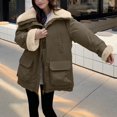 thumbnail image 2 of Women's Winter Puffer Coat Sherpa Fleece Lined Warm Parka Jacket Overiszed Stand Collar Zip Up Insulated Outwear, 2 of 6