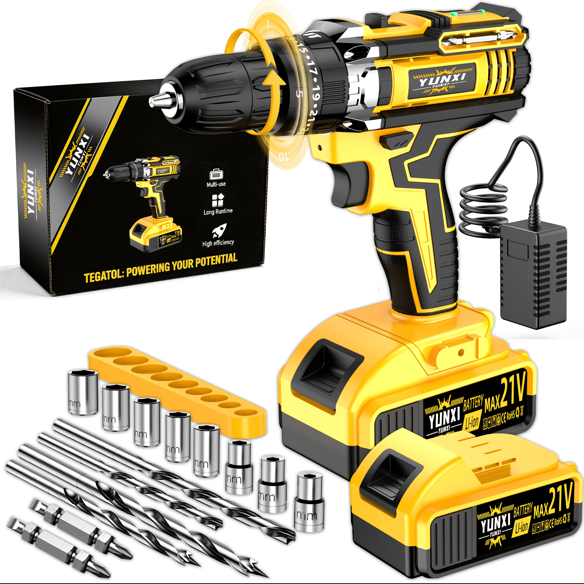 21V household multifunctional cordless drill,Tool Box Set, power too