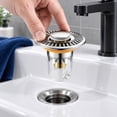 thumbnail image 4 of Upgraded 3 in 1 Bathroom Sink Drain Strainer,Pop Up Stopper Tub Stopper Shower Drain Hair Catcher with Strainer,Universal Sink Plug,Bathroom Bathtub Plug & Drain Protector Fit 1.25''-2.36'' Basin, 4 of 6