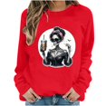 thumbnail image 3 of VKOYWKM Sweatshirts for Women Trendy Halloween Funny Print Pullover Long Sleeve Crew Neck Oversized Sweatshirts Fall Sweatshirt, 3 of 7