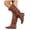 Brown, variant on Women Slouchy Knee High Boots Hidden Wedge Round Toe Pull on Soft Leather Booties for Casual Fall Gray Size 5.5