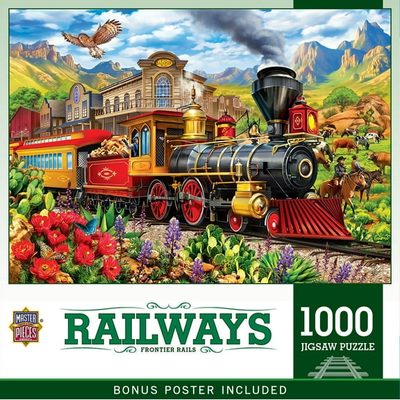 MasterPieces 1000 Piece Train Jigsaw Puzzle - Frontier Rails Wild West Adventure