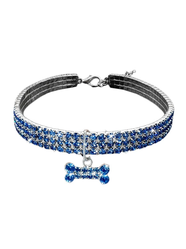 Jpetyy Rhinestones Necklace Pet Cat Dog Collar Bling Bone Jewelry Party