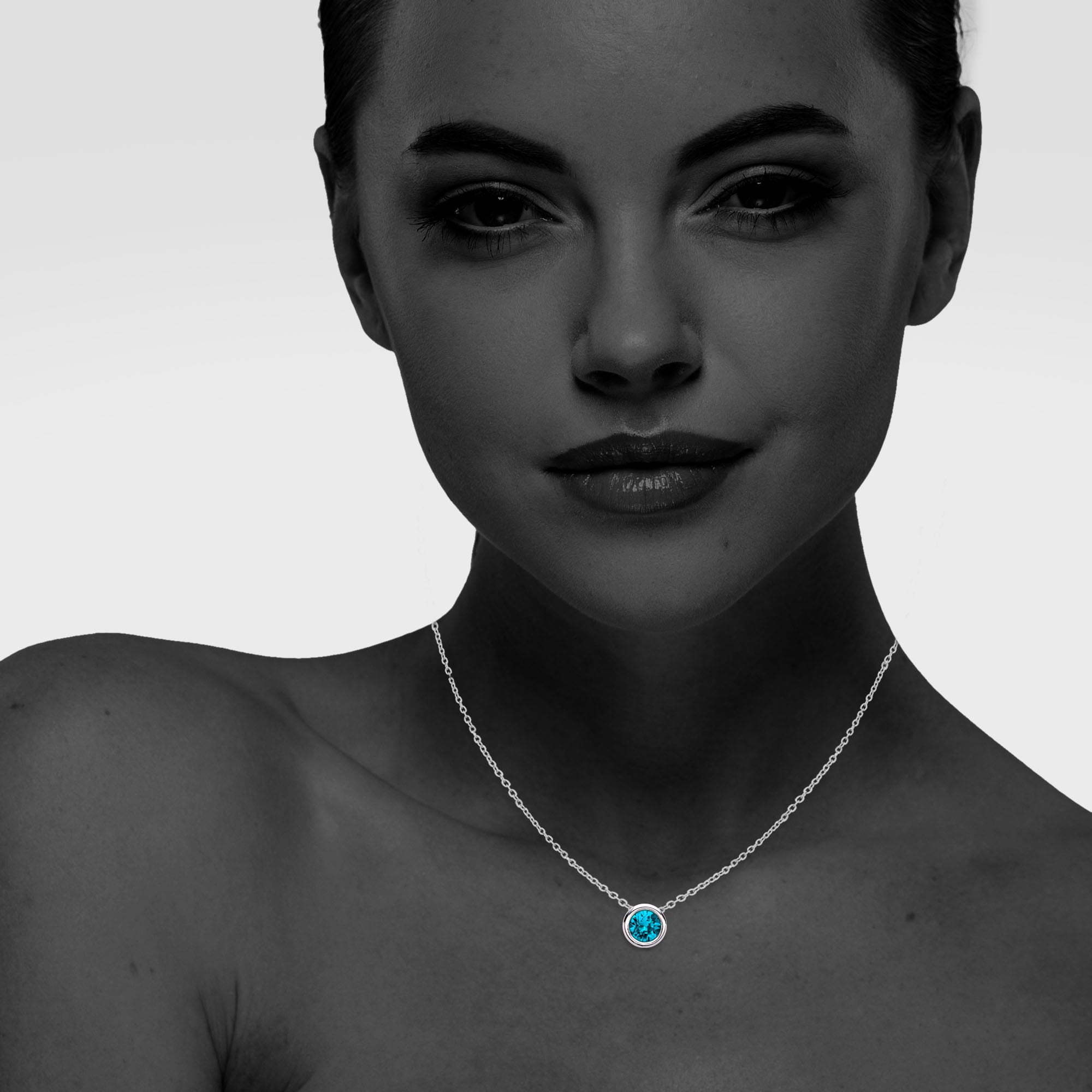 X & O Women's Fine Silver Plated Blue Zircon Crystal Pendant Necklace