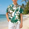 thumbnail image 6 of WUANDIXFA Hawaiian Shirts for Boys, Button Down Short Sleeve Tropical Print, Kids Summer Beachwear Tops 7-14 Years (Dark Green, 4-5 Years), 6 of 7