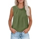 thumbnail image 1 of Tops Casuales sin Mangas para las Mujeres Color Sólido Cuello Redondo Plisado Blusa sin Espalda, Tops de Color Sólido para las Mujeres Respirable Primavera Verano Diario, 1 of 8