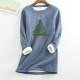 thumbnail image 3 of Tbopshirt Womens Hoodless Sweatshirts,Plus Size Essential Crewneck Sweatshirts Christmas Women's Round Neck Pocket Thickened Plush Warm Long Sleeve Tops, 3 of 5