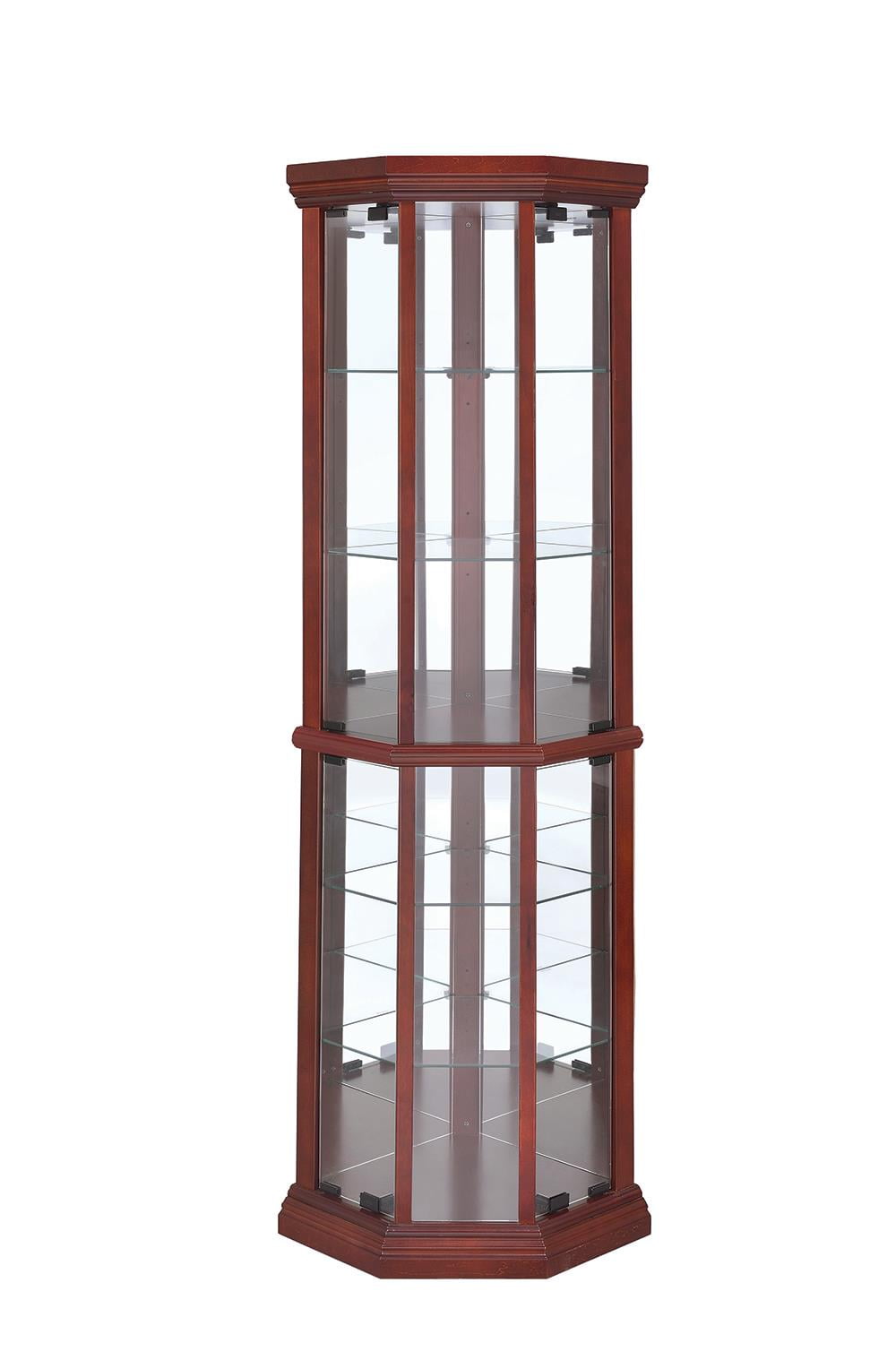 Glass Corner Curio with 6Shelf Medium Brown