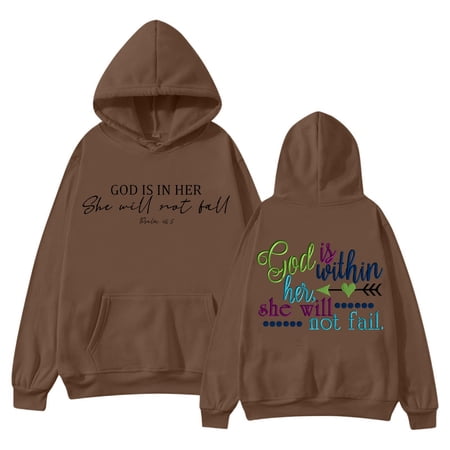 SIYUDAN Womens Hoodies Trust in the Lord Hoodies Graphic Letter Print Sweatshirt Oversized Pullover Sweatshirt Fall Basics Women Fashion