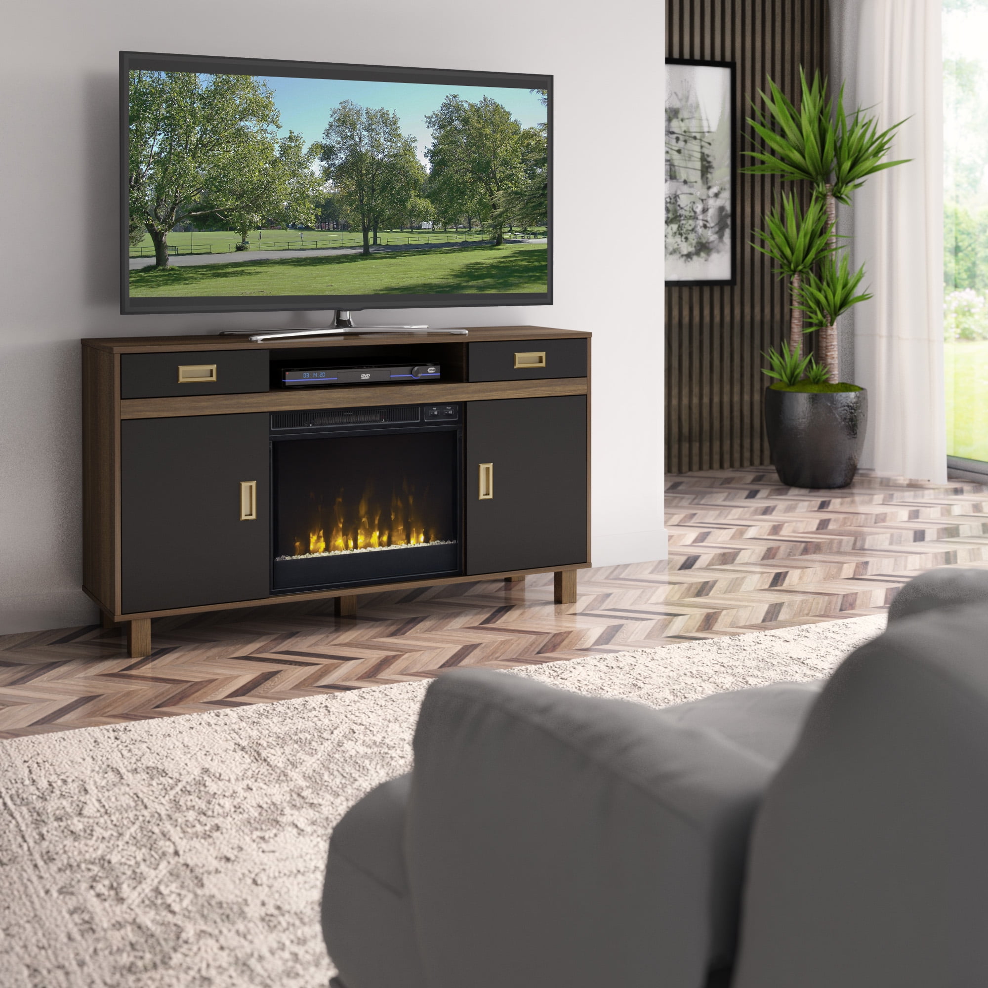 TV Stand for TVs up to 60" with Electric Fireplace