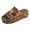 Brown, variant on Denim Platform Sandals for Women Low Wedge Slip on Slides Fashionable Leopard Print Double Buckle Strap Fringe Summer Dress Shoes White Size 9