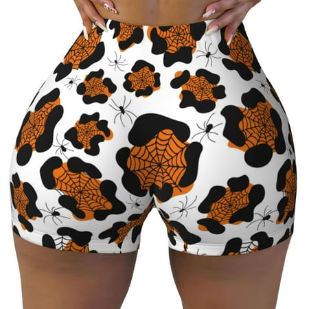 Workout Shorts Women  spiders web halloween Biker Shorts for Women Running Gym Spandex Shorts Tummy Control