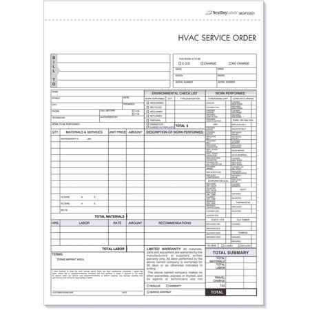HVAC Service Order Invoice u0026 Repair Detail Form, 3 Part Carbonless (100  Sets) Letter Size Forms | Walmart Canada