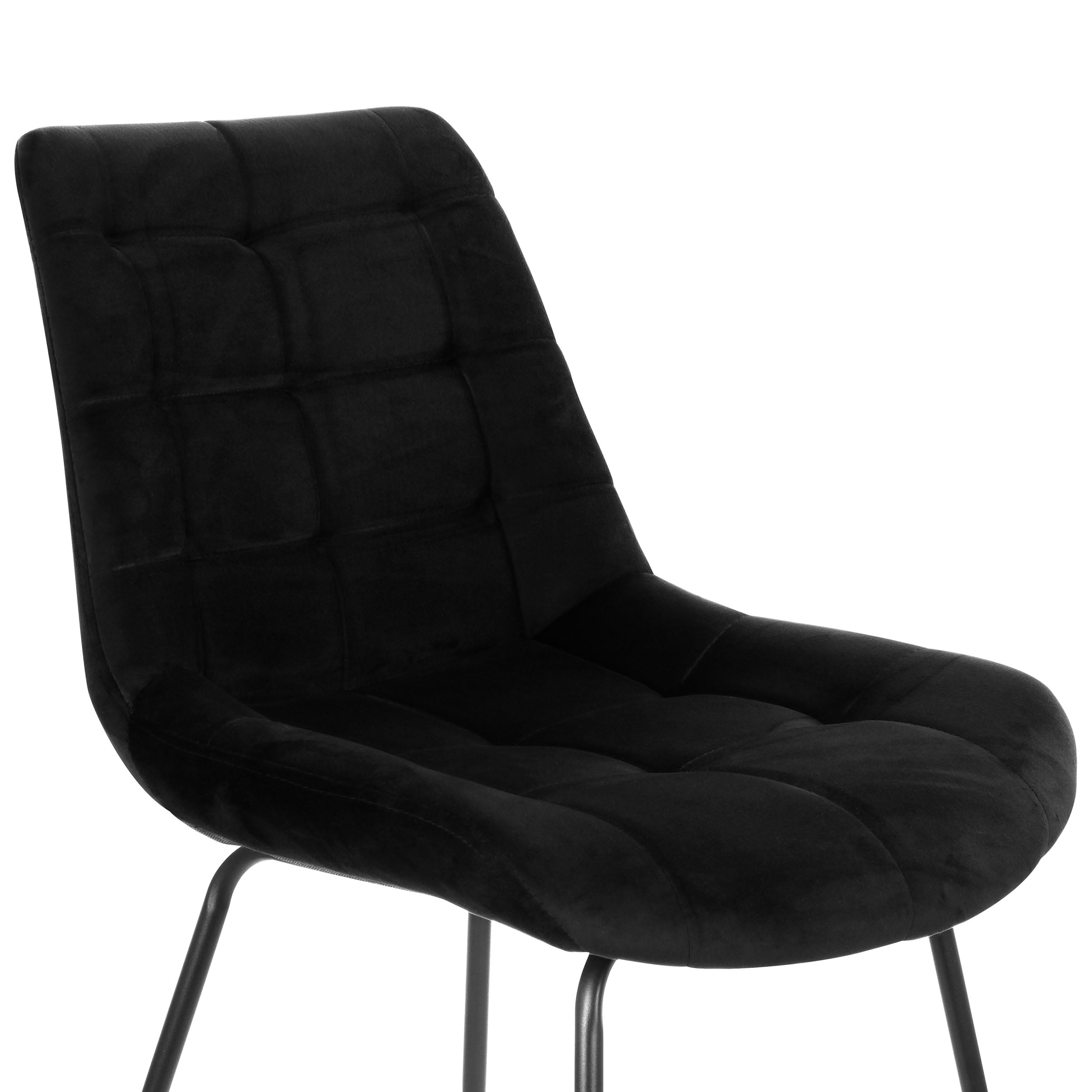 Elama 2 Piece Velvet Tufted Chair in Black with Metal Legs