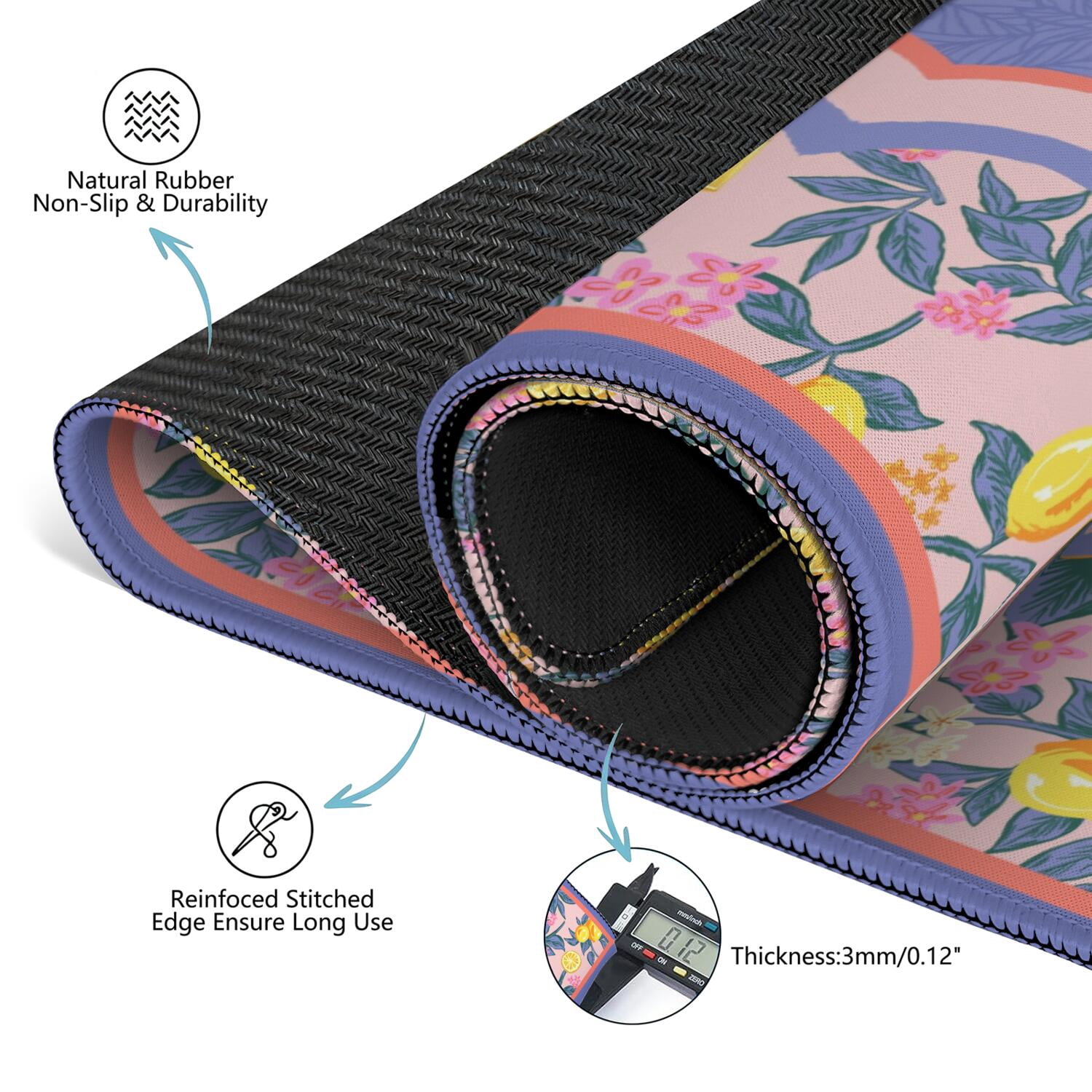 Purple Mahjong Mat for Table, 31.5*31.5in Anti Slip American Mahjong Table Cloth, Noise Reduction, Neoprene Mah jongg Mat with Carrying Bag & 3 Dices, Mahjong Set Gift, Board Tile Games Mats, Lemon02