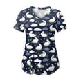 thumbnail image 6 of GEWSEY Scrubs for Women Tops Easter Print Shirt V Neck Cartoon Pattern Short Sleeve Nursing Uniform with Pockets (Dark Blue, 3XL), 6 of 7
