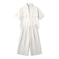 thumbnail image 4 of Summer Short Sets for Women Soft Comfortable Short Sleeve Top and Elastic Waist Shorts 2 Piece Matching Sets Summer Outfits for Relaxation, 4 of 4