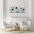 thumbnail image 3 of Hieng Navy Blue Wall Art Canvas Abstract Floral Painting Blue and Gray Posters Watercolor Flower Decor Wildflower Pictures Botanical Prints for Living Room Bedroom Bathroom 3 Pcs, 3 of 6