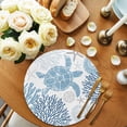 thumbnail image 2 of Round Placemats Blue Turtle 15 inch Set of 4 Table Mats for Dining Table Coral Starfish Shell Heat Resistant Non-Slip Kitchen & Home Decorative Place Mat Set, 2 of 8