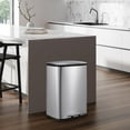 thumbnail image 2 of 13 Gallon Stainless Steel Step Trash Can with Soft-Close Lid, Removable Inner Bucket, Hands-Free for Kitchen, Office, Bathroom, Silver, 2 of 9