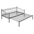 thumbnail image 3 of Kacho Twin Size Daybed with Pop Up Trundle, Metal Bedframe with Safety Guardrails, Daybed Frame for Teens Adults, Heavy Duty Steel Slat Support, No Box Spring Needed, Black, 3 of 7