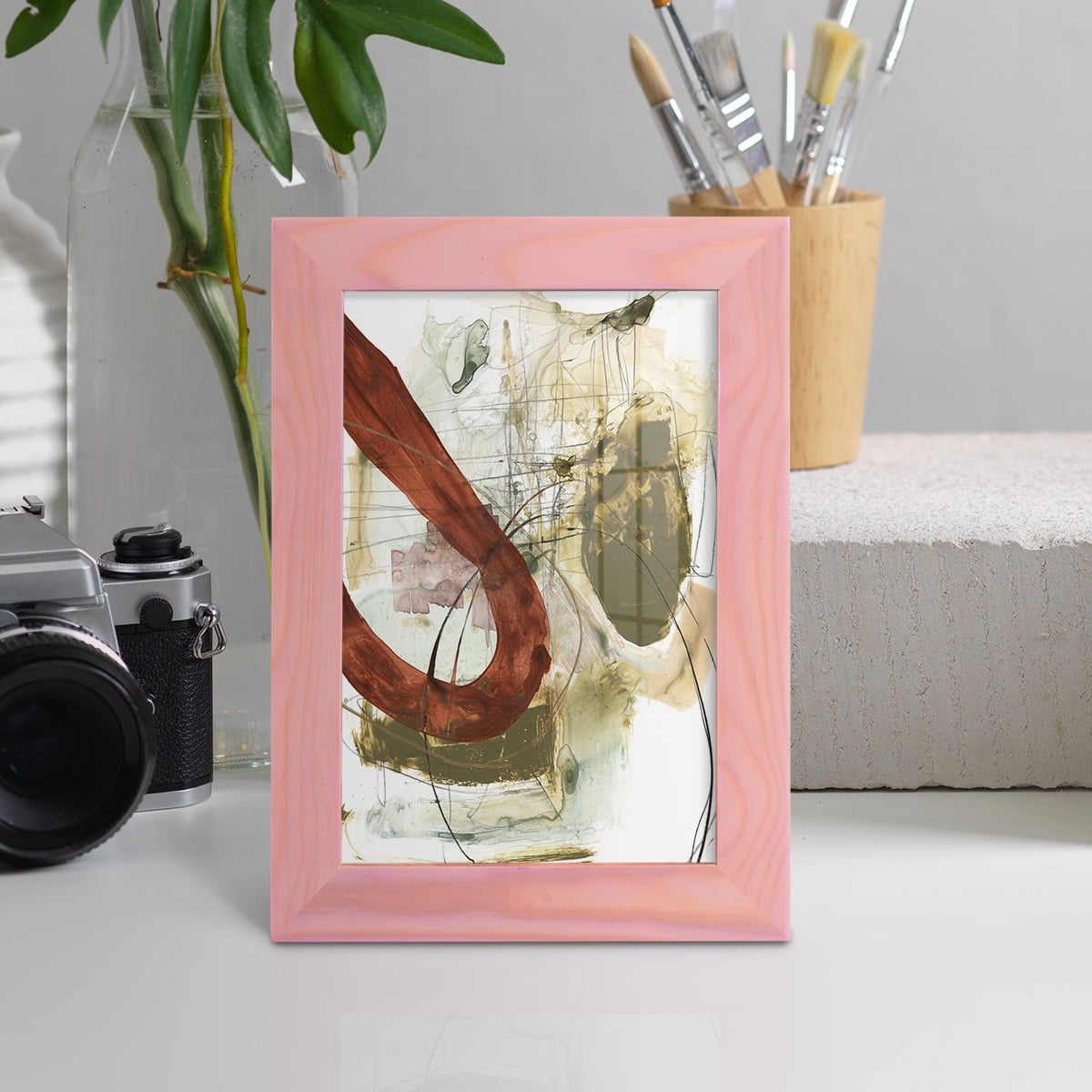 Rusted Loops I - Framed Print w/glass - Sunset Pink