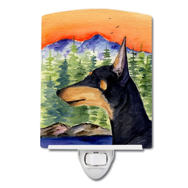 Caroline'S Treasures Ss8433Cnl Manchester Terrier Luz Nocturna De Cerámica Compacta Con Certificación Ul, Ideal Para Dormitorio, Baño, Guardería, Pasillo, Cocina, 6 X 4 X 3, Multicolor