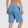 thumbnail image 3 of Summer  Shorts for Women Drawstring Waist Long Yoga Shorts Casual Loose Athletic Gym Shorts with Pockets sky blue Large, 3 of 5