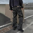 thumbnail image 5 of Men's Casual Camouflage Cargo Pants Baggy Wide Leg Hip Hop Skater Pants Loose Fit with Pockets - Streetwear Style for Men with Urban and Trendy Look,Black,L, 5 of 6