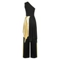 thumbnail image 2 of TiaoBug Lyrical Dance Outfits for Women Praise Worship One Shoulder Irregular Dress Tops with Pants Black M, 2 of 7