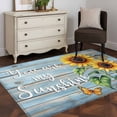 thumbnail image 3 of Yellow Sunflower Runner Rug 2.7x5 FT, Non Slip Entryway Carpet, Butterfly Sunshine Blue Farmhouse Wood Washable Soft Floor Carpet Entrance Mat Non-Shedding Throw Rug for Hallway Laundry Room Bedside, 3 of 9