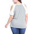 thumbnail image 3 of Agnes Orinda Women's Plus Size Contrast Short Sleeve Cold Shoulder Summer Blouse 1X Gray, 3 of 7