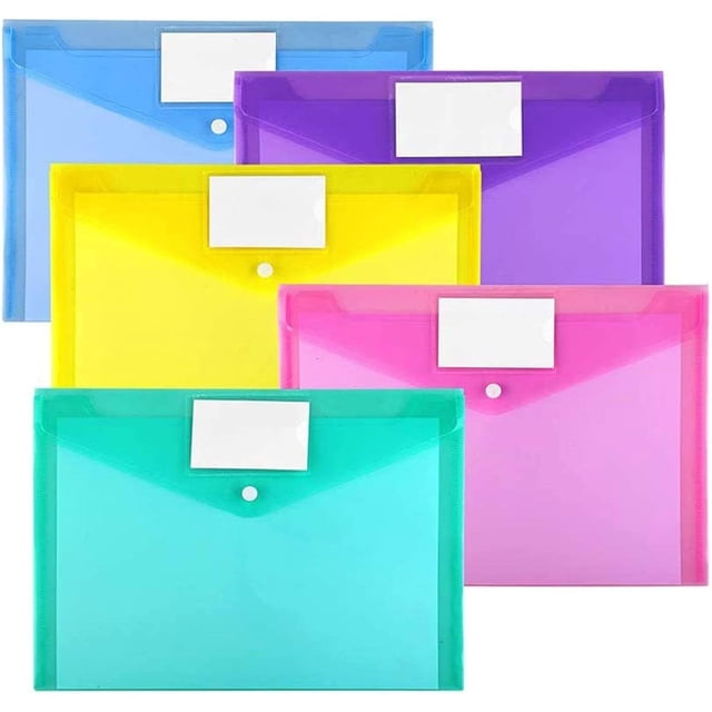 Paquete de 10 sobres de plástico, sobres de polietileno, carpetas transparentes para documentos, tamaño carta A4, sobres para archivos, organización del hogar, trabajo y oficina
