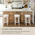 thumbnail image 6 of Maven Lane Eva 26 Inch Tall Counter Height Rotating Backless Barstool in White Oak Finish with Natural Color Fabric Upholstered Seat, 6 of 7