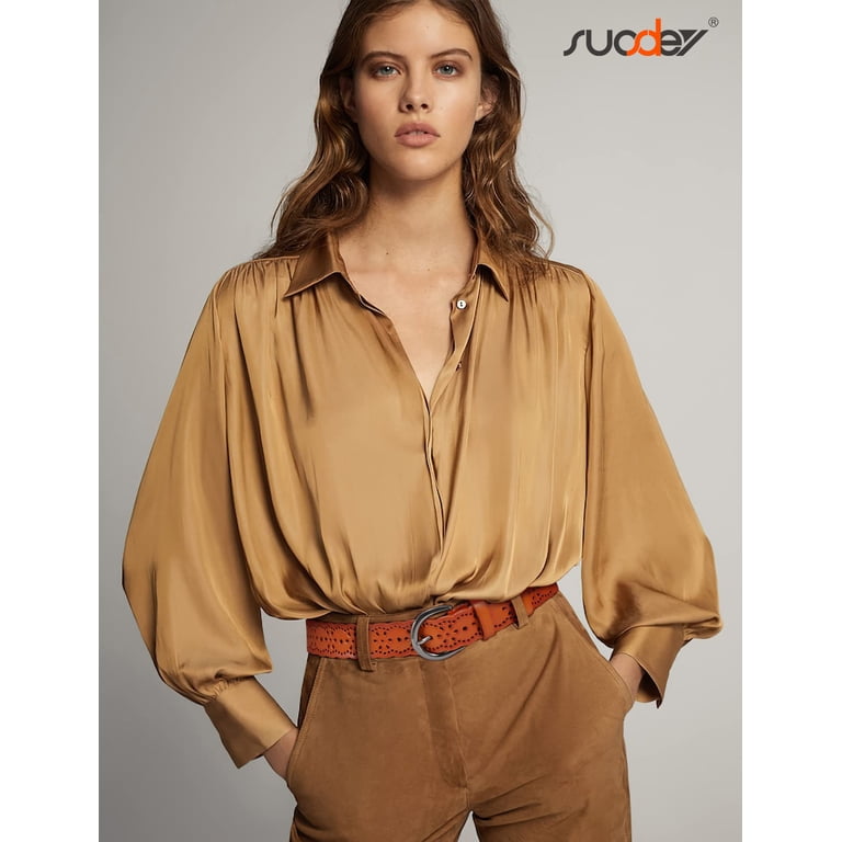 Suosdey Women's Hollow Flower Leather Belt, Brown photo 5