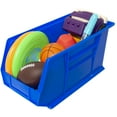 thumbnail image 2 of Akro-Mils 30265 AkroBins Plastic Storage Bins, Space-Saving Stackable Bins for Garage, Pantry, Craft Organization, 18-" x 8.25-" x 9-", Blue, 6-Pack, 2 of 8
