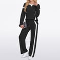 thumbnail image 6 of WTOBBY Women's Casual Long Sleeve Solid Color Blocked Hoodie with Wide Leg Pants Two Piece Set, Fashion Lounge Wear Tracksuit for Everyday Comfort and Street Style Outfit,Black 2XL, 6 of 8
