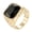 Gold-Black, variant on Men's Gold Stainless Steel Simple Classic Square Gemstone Rings Red Size 11
