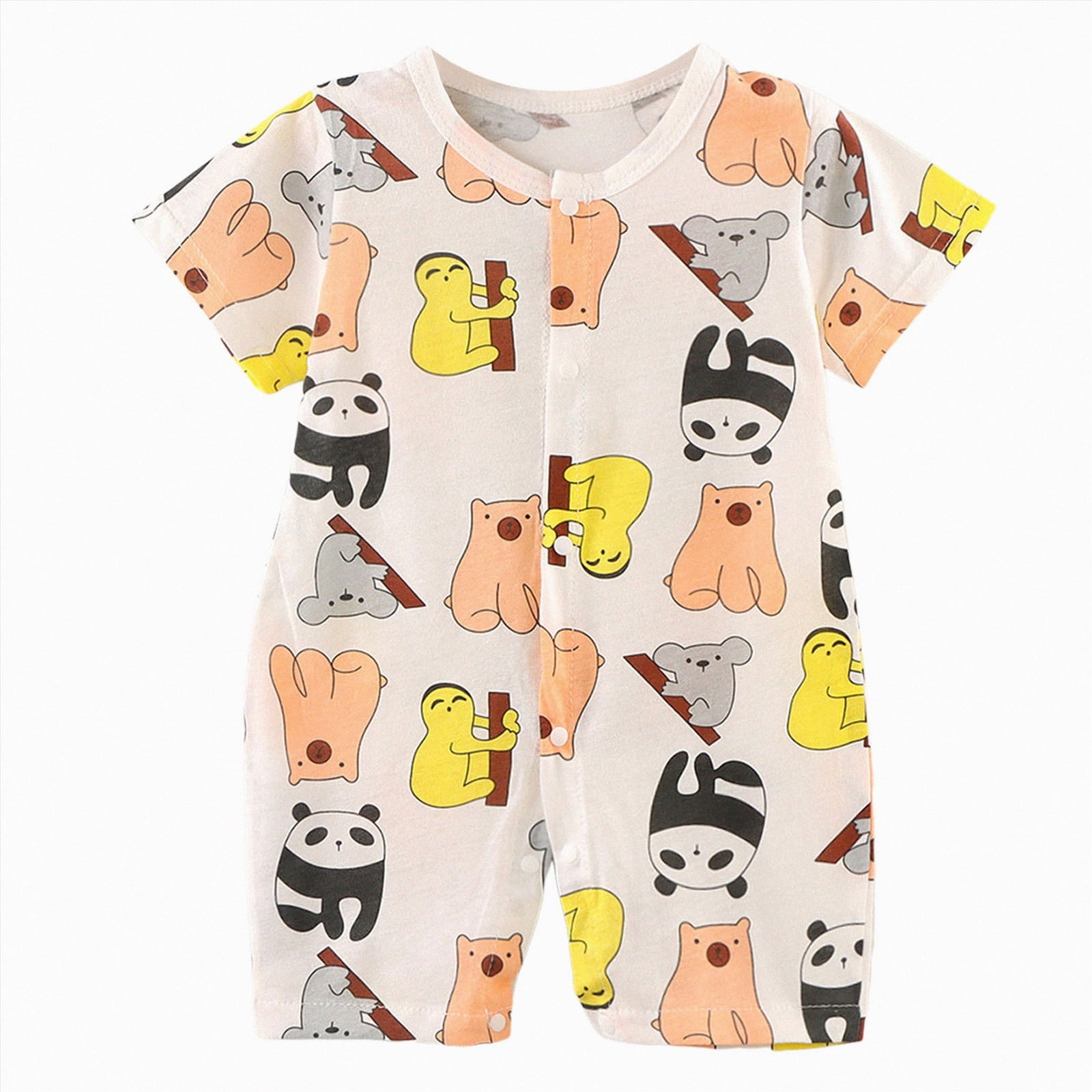 UAYOTSE Baby Boy Rompers Short Sleeve Cotton Toddler Rompers Graphic Print Baby Clothes One-Piece Outfit,Sizes 0-6 Months
