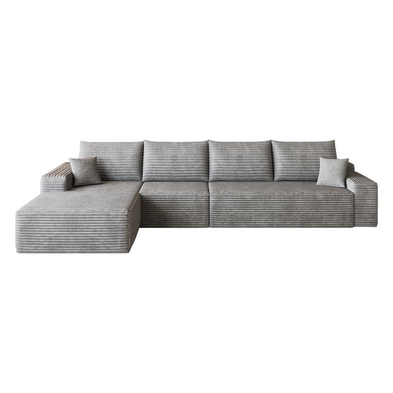 135" Cloud Sectional Sofa with Left Facing Chaise, Modern Modular Deep Seat Couch, Plush Corduroy Upholstered Sofa for Living Room, Bedroom, Apartment, No Assembly Required